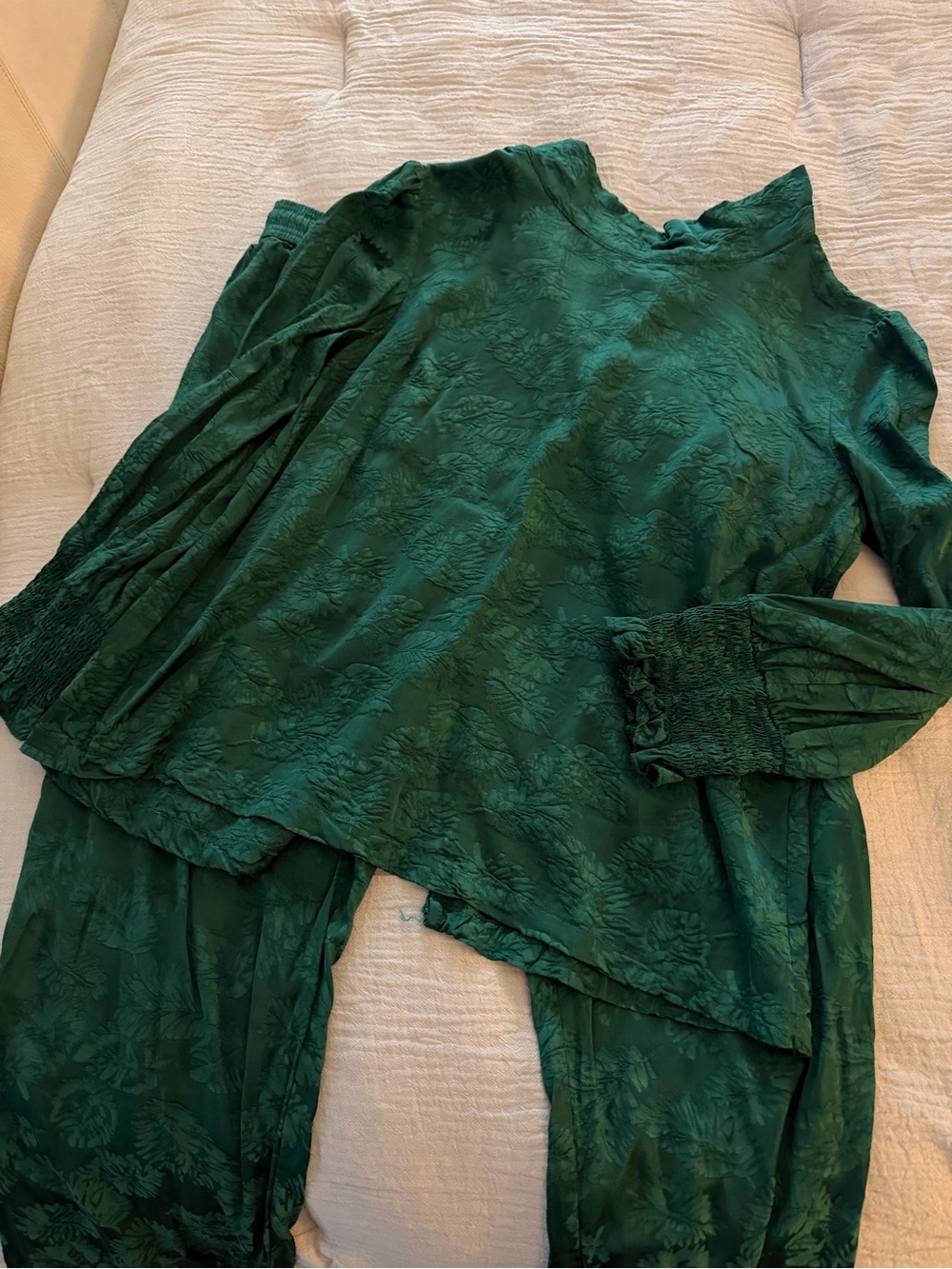 Buru Women's Emerald Green Long Sleeve Blouse and pant